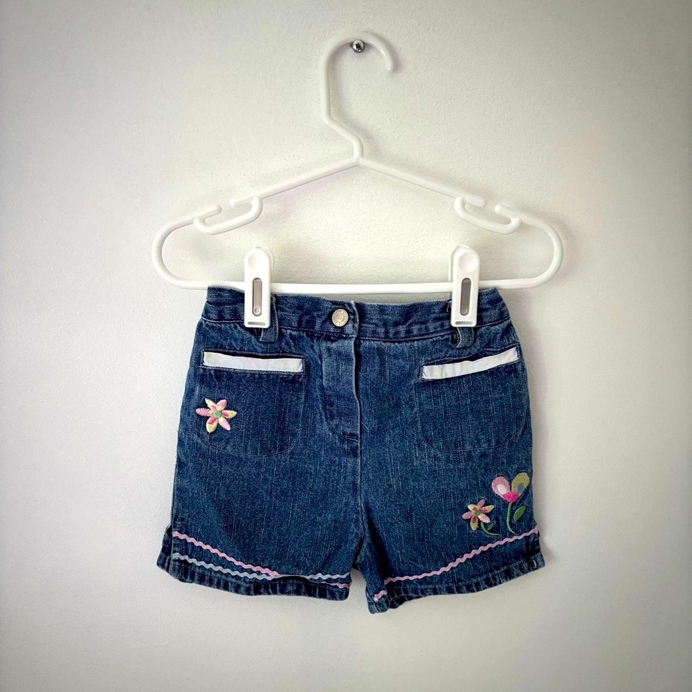 Nanette Baby Denim Shorts with Floral Embroidery size 24 months